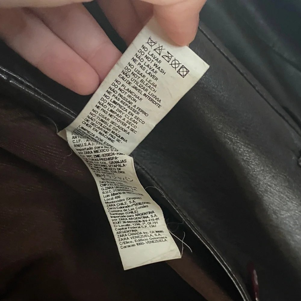 Zara Sleek Black Genuine Real Leather Jacket: Black and Brown - Picture 7 of 16